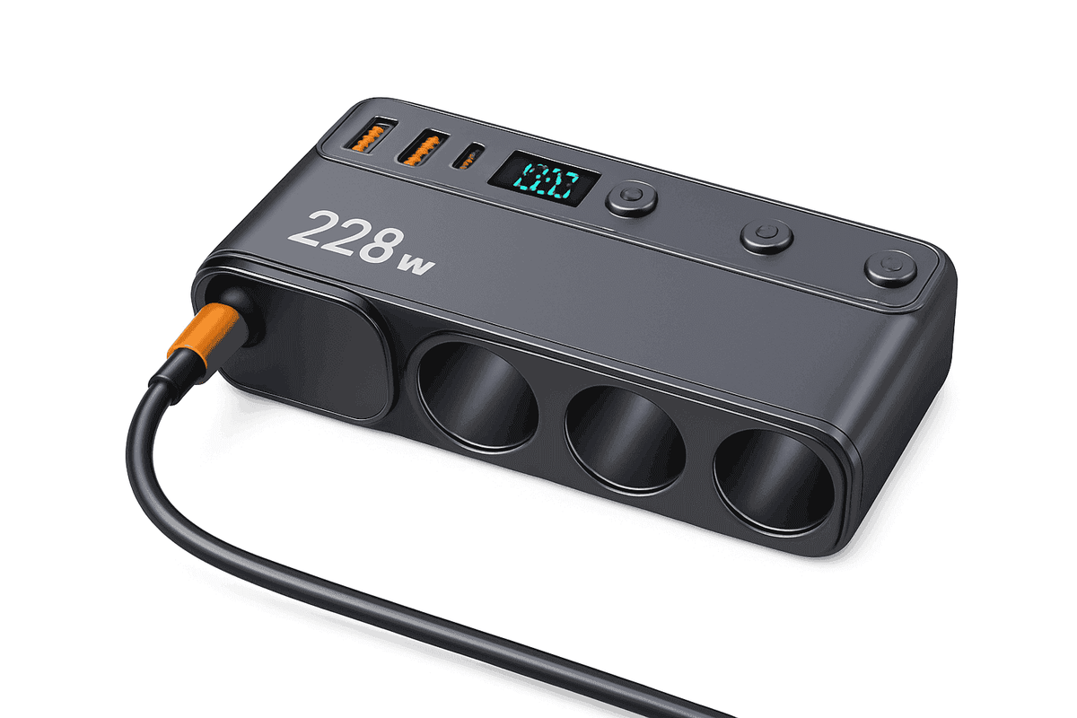 228W 9-in-1 Car Fast Charger Adapter with Independent Switches-120W-A
