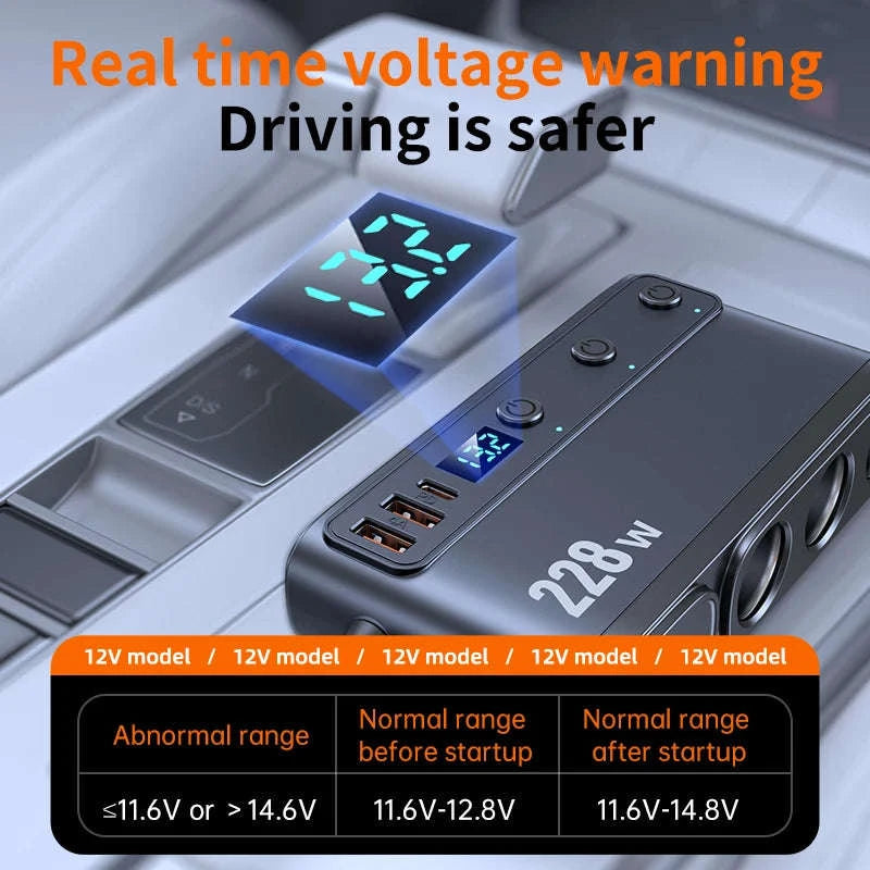 228W 9-in-1 Car Fast Charger Adapter with Independent Switches-120W-A