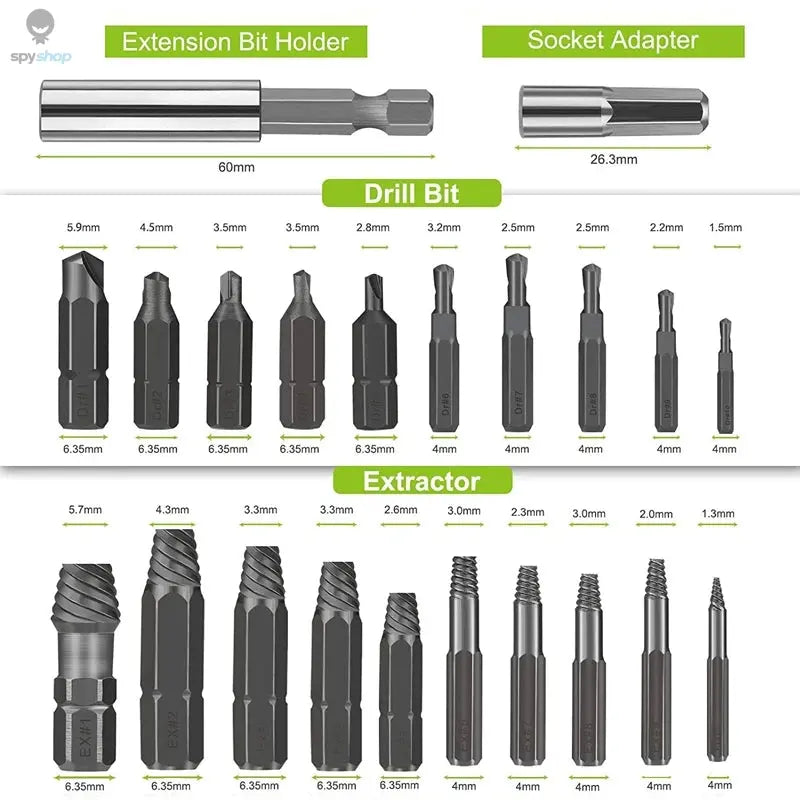 22Pcs Damaged Screw Extractor Drill Bit Set Stripped Screw Extractor Kit for Broken Bolt Extractor All-Purpose with Magnetic