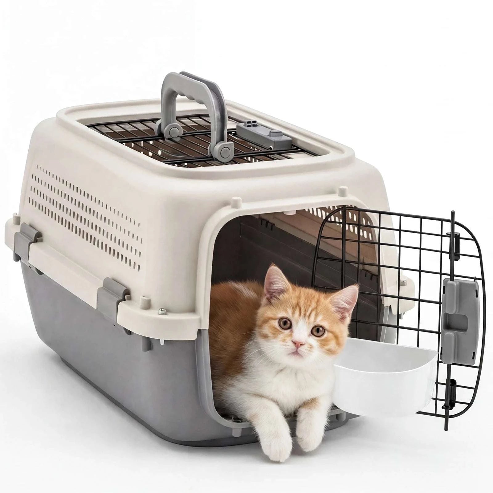 23-Inch Pet Carrier Travel Crate for Small Dogs & Cats-White Black / United States