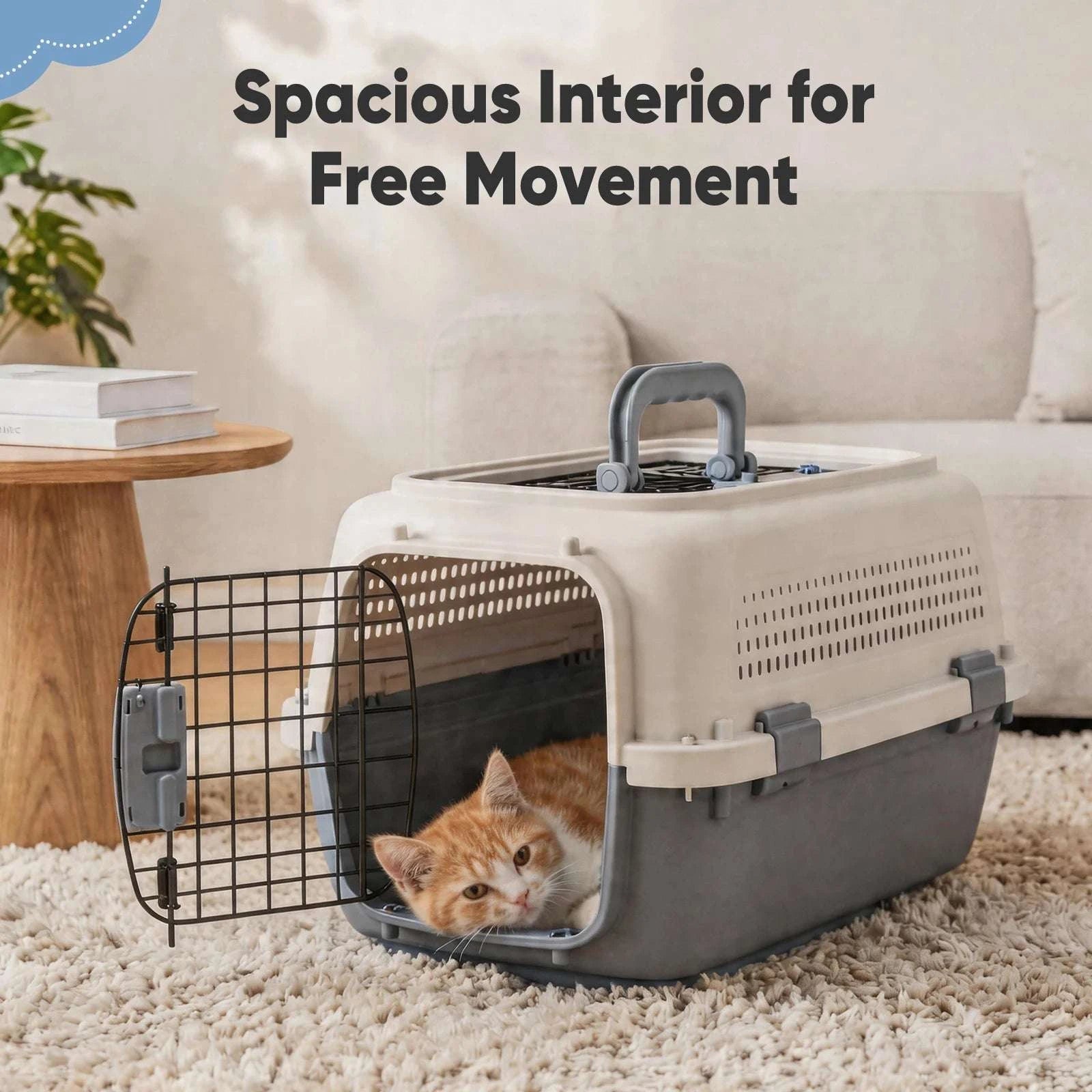 23-Inch Pet Carrier Travel Crate for Small Dogs & Cats-White Black / United States