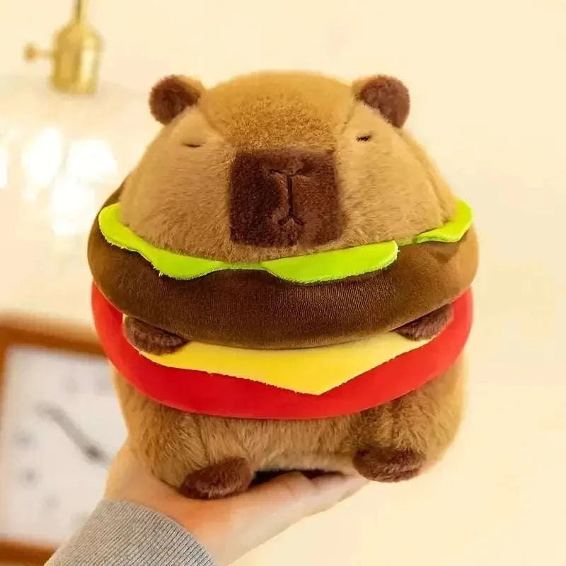 23cm Capybara Plush Simulation Capibara Anime Fluffty Toy Cute Doll Stuffed Animals Soft Doll Plush Christmas Thanksgiving Gift-Hamburger Capibara