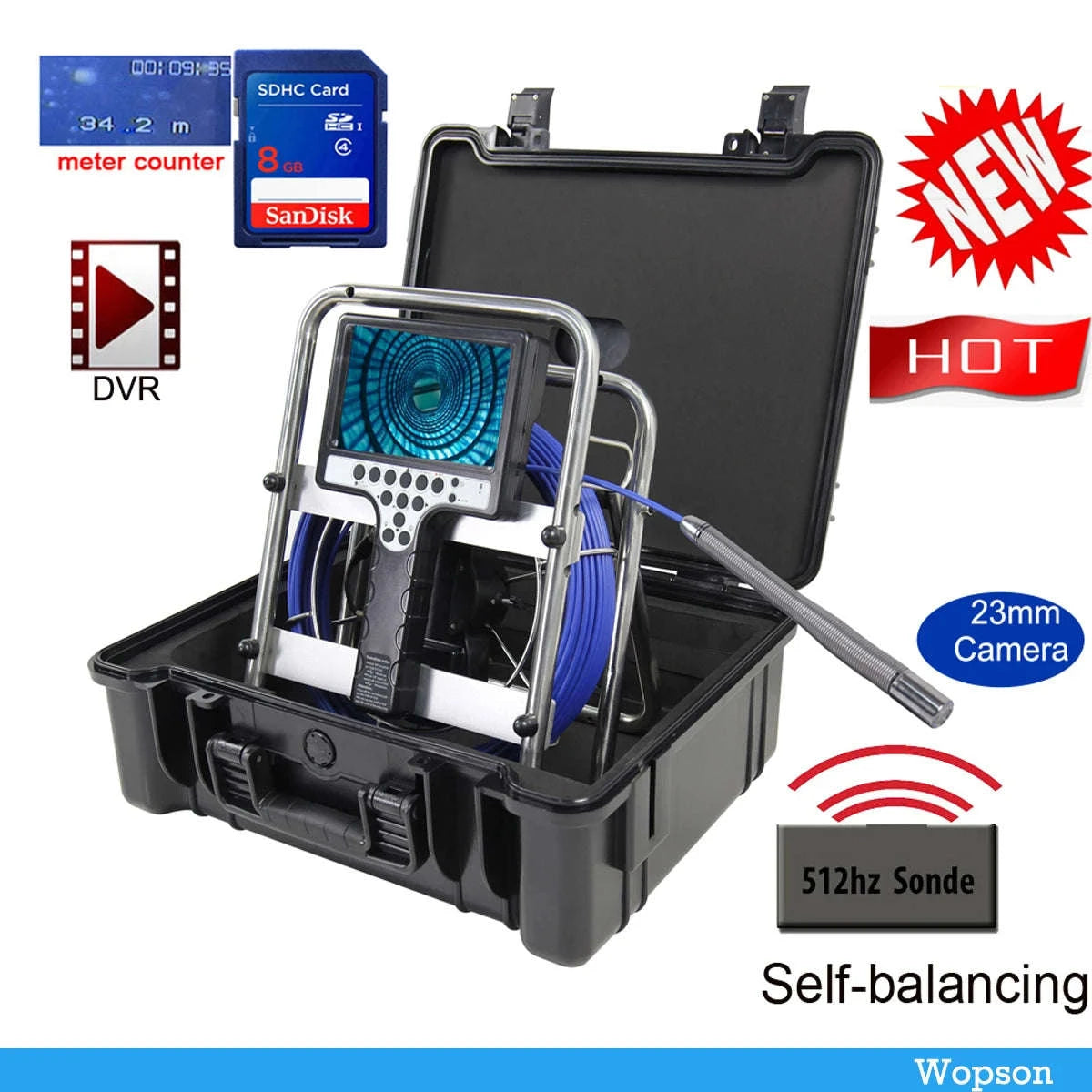 23mm Sewer Inspection Camera System with 512Hz Locator, Waterproof, Meter Counter-23mm Soft 512Self / 10m
