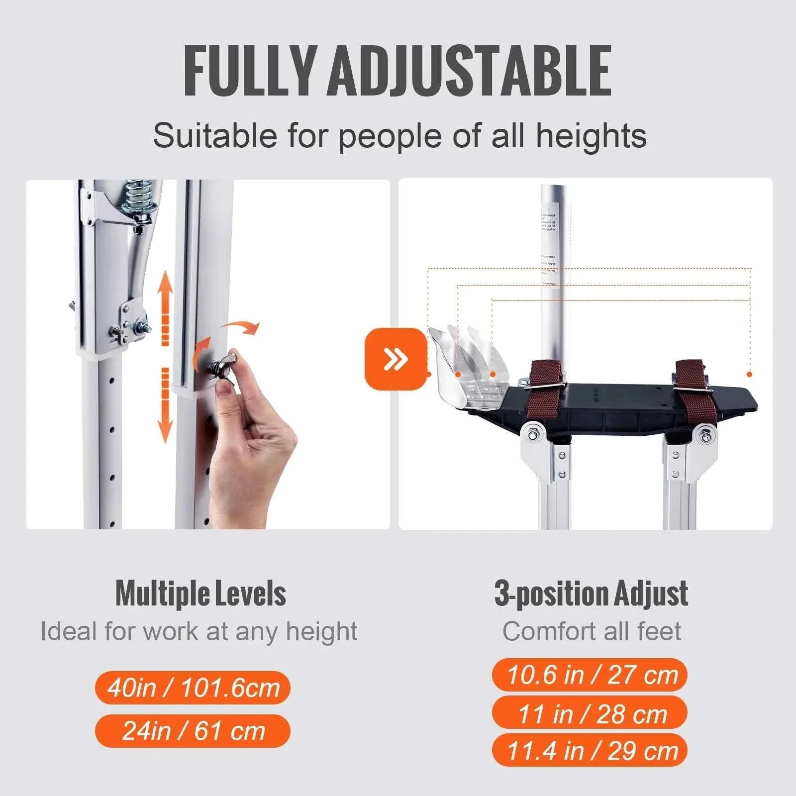 24-40 in Adjustable Drywall Stilts Aluminum Alloy-Black / france