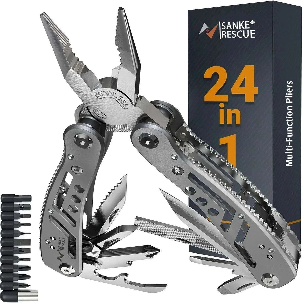 24-in-1 Multitool Pliers for Camping, Repair, Survival and Everyday Carry-black