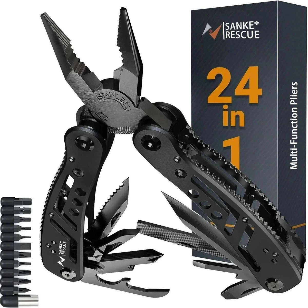 24-in-1 Multitool Pliers for Camping, Repair, Survival and Everyday Carry-black