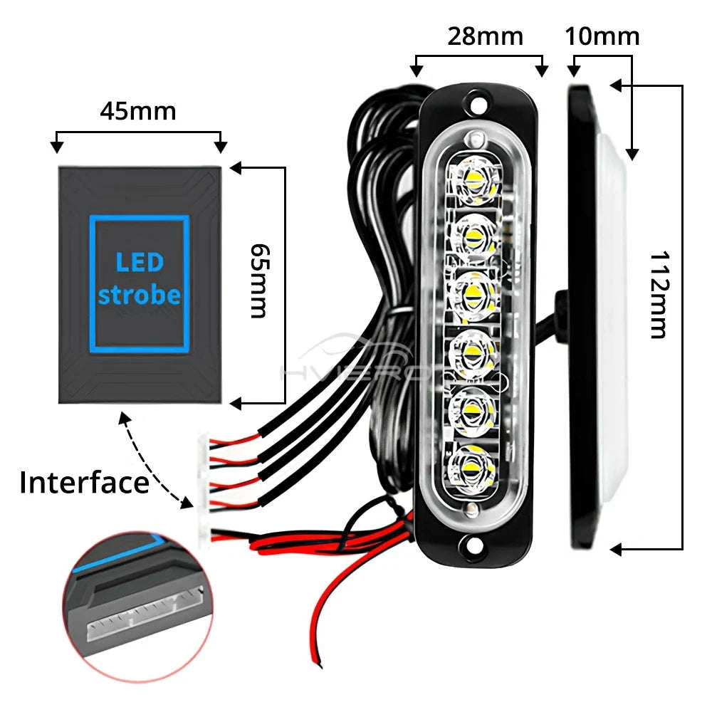 24 LED Wireless Car Strobe Emergency Signal Light 12-24V-White Yellow