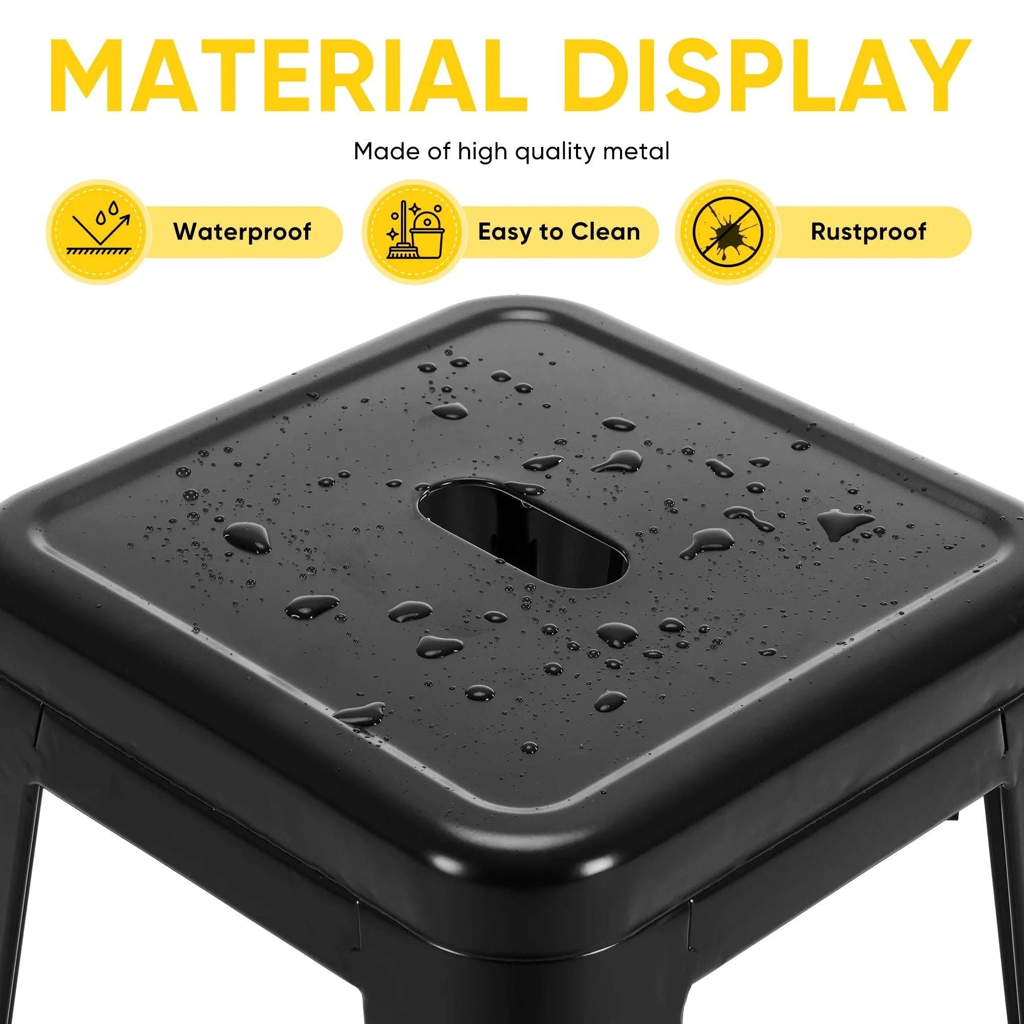 24'' Metal Bar Stools Set of 4 Stackable Backless Counter Stools-black / United States