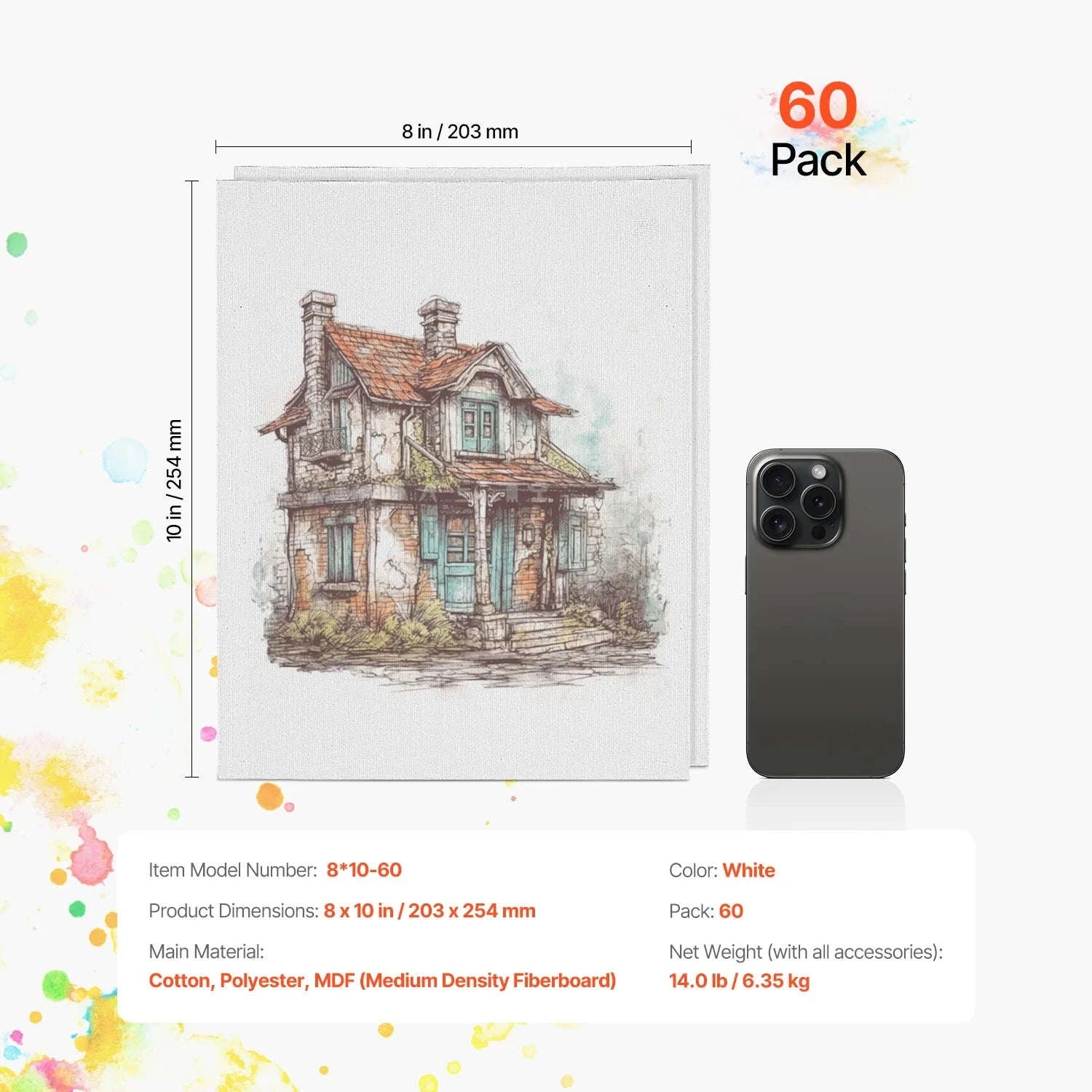 24-Pack 8x10 Inch Painting Canvas Boards-9x12 in 24PCs / france