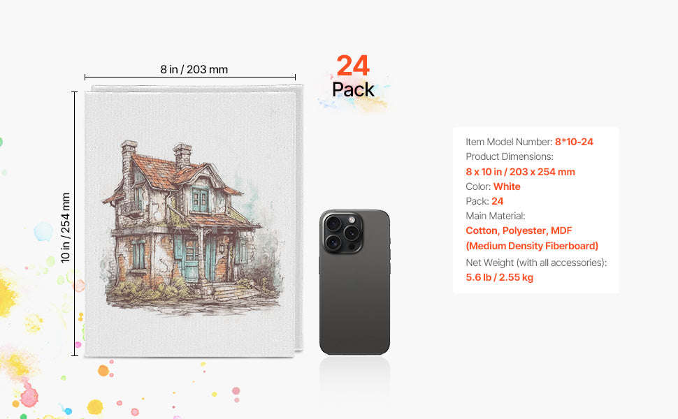 24-Pack 8x10 Inch Painting Canvas Boards-9x12 in 24PCs / france