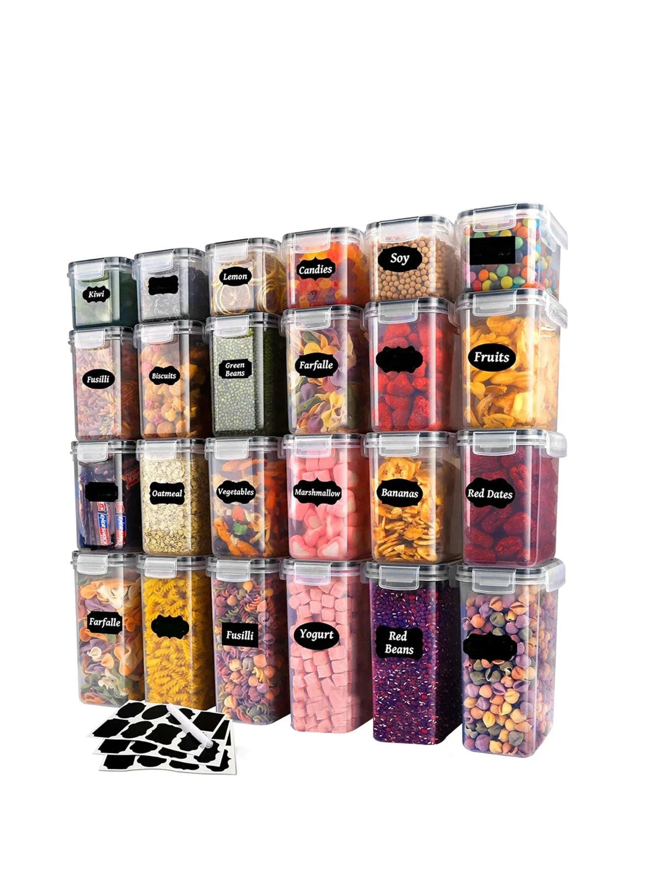 24-Piece Sealed Food Storage Containers Set for Kitchen Organization-United States / 12Lidsand12Container