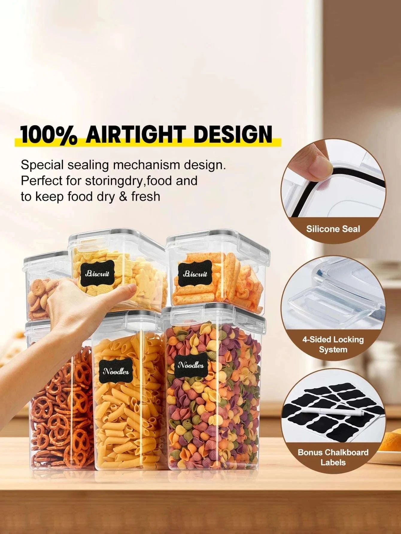 24-Piece Sealed Food Storage Containers Set for Kitchen Organization-United States / 12Lidsand12Container