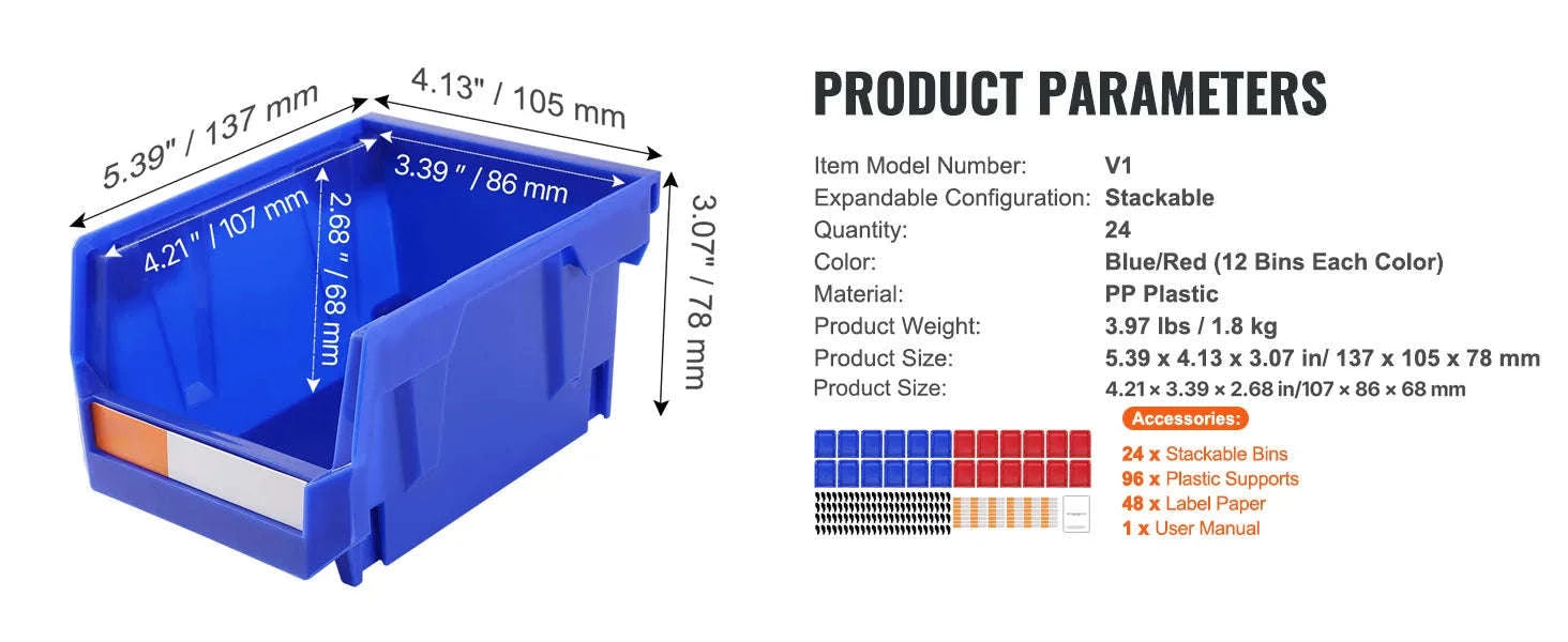 24-Piece Stackable Storage Bins Organizer Set-24pcs / Poland