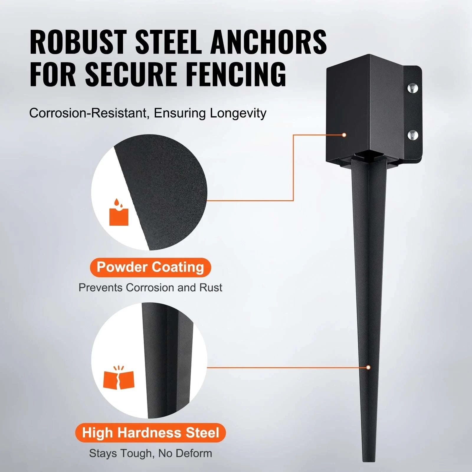 24" Steel Fence Post Anchor Ground Spike 4 Pack for 3.5" Posts-CZECH REPUBLIC / 8pcs36in