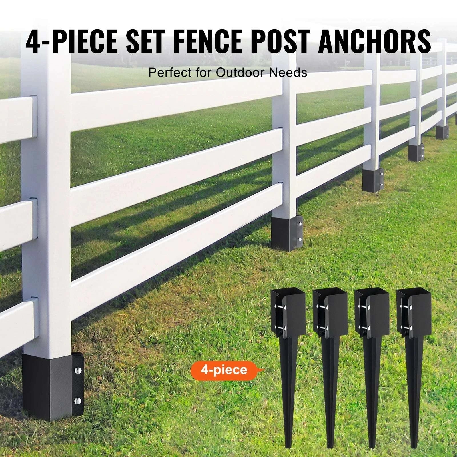 24" Steel Fence Post Anchor Ground Spike 4 Pack for 3.5" Posts-CZECH REPUBLIC / 8pcs36in
