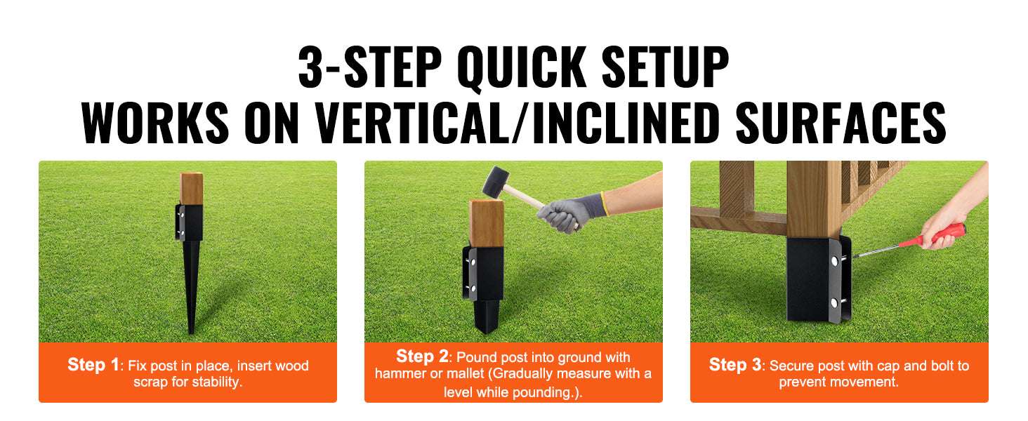 24" Steel Fence Post Anchor Ground Spike 4 Pack for 3.5" Posts-CZECH REPUBLIC / 8pcs36in