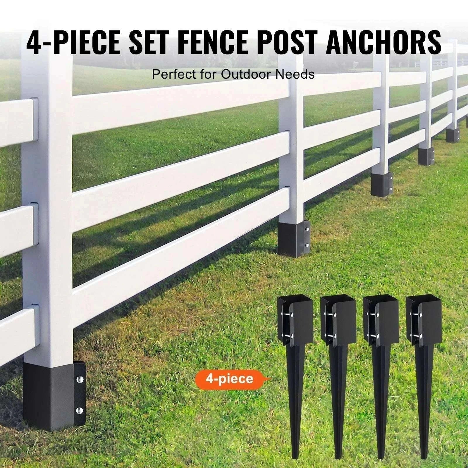 24" Steel Fence Post Anchor Ground Spike 4 Pack for 3.5" Posts-CZECH REPUBLIC / 8pcs36in