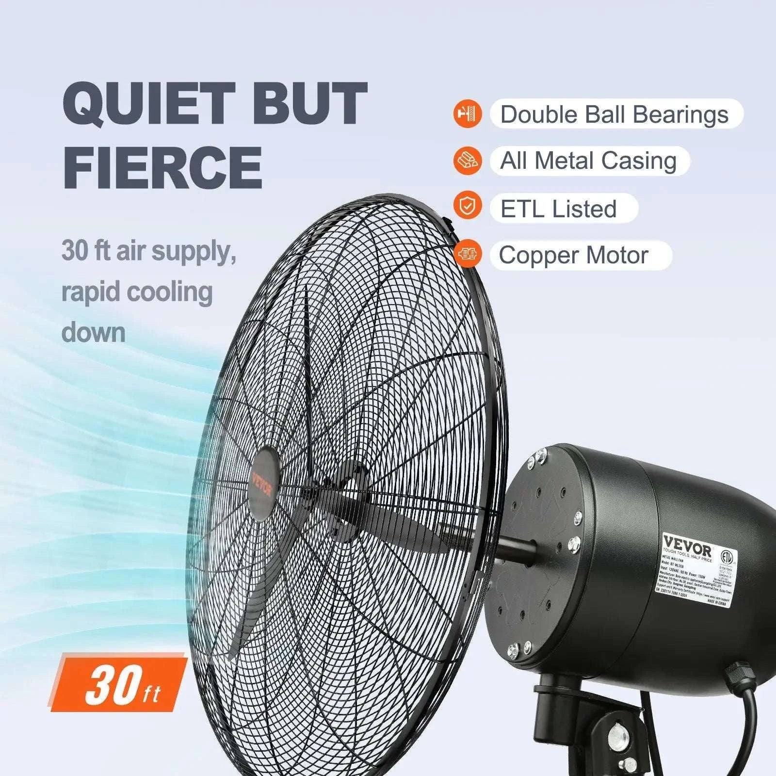 24” Wall-Mount Misting Fan 7000 CFM Oscillating 3-Speed Waterproof-United States