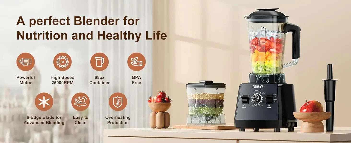 2400W Blender and Grinder Combo 25000RPM 68oz BPA-Free 2 Containers-Red / US / United States