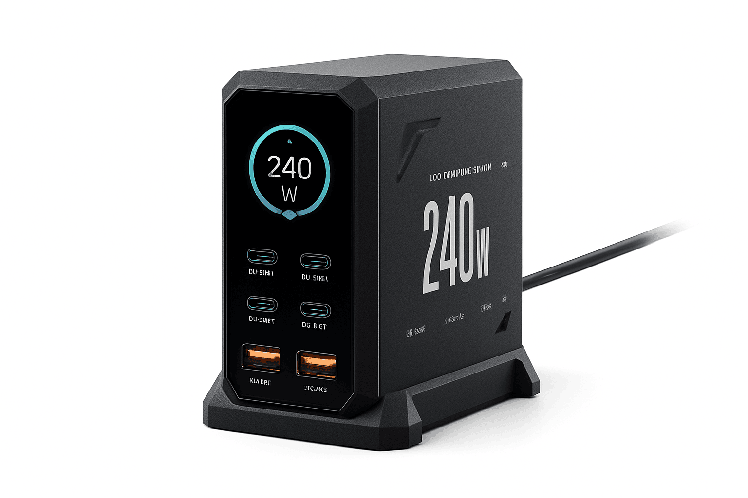 240W GaN Fast Charging Station 6-in-1 USB-C & USB-A Desktop Charger-US Plug / United States