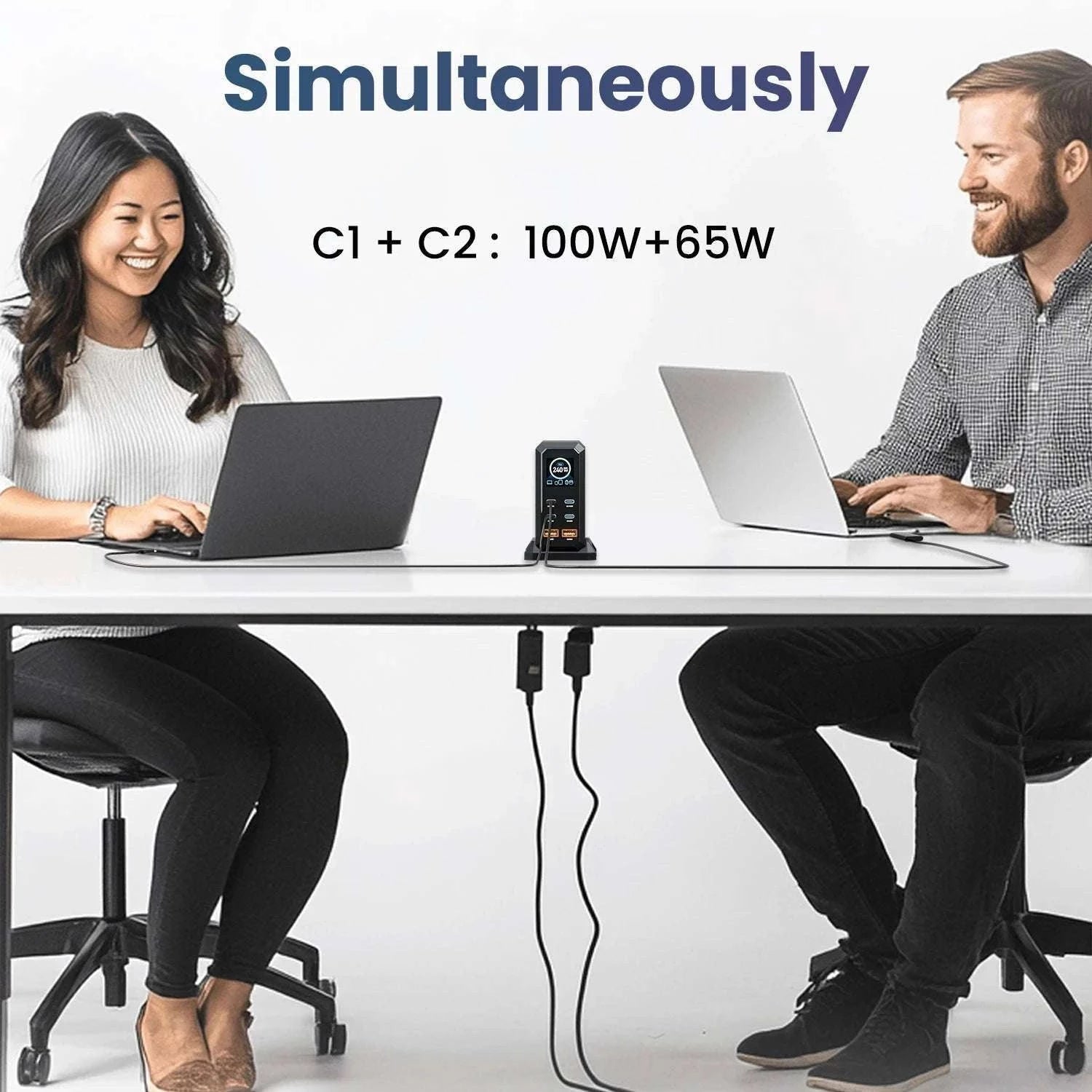 240W GaN Fast Charging Station 6-in-1 USB-C & USB-A Desktop Charger-US Plug / United States