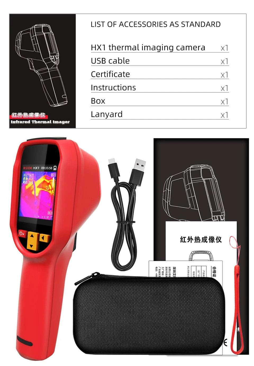 240x240 Thermal Imaging Camera Infrared Temperature Scanner -20°C to 550°C-BSIDE-HX1 / United States
