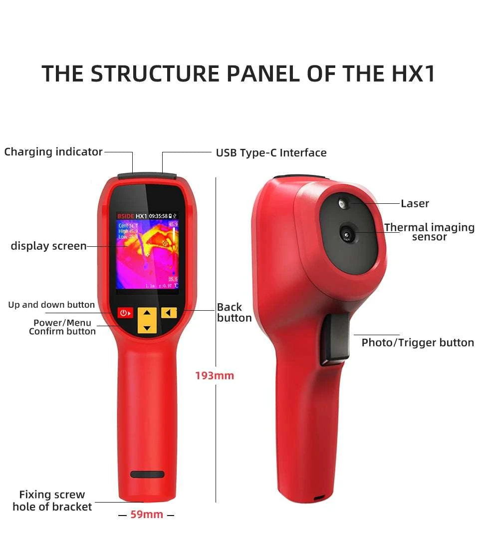 240x240 Thermal Imaging Camera Infrared Temperature Scanner -20°C to 550°C-BSIDE-HX1 / United States