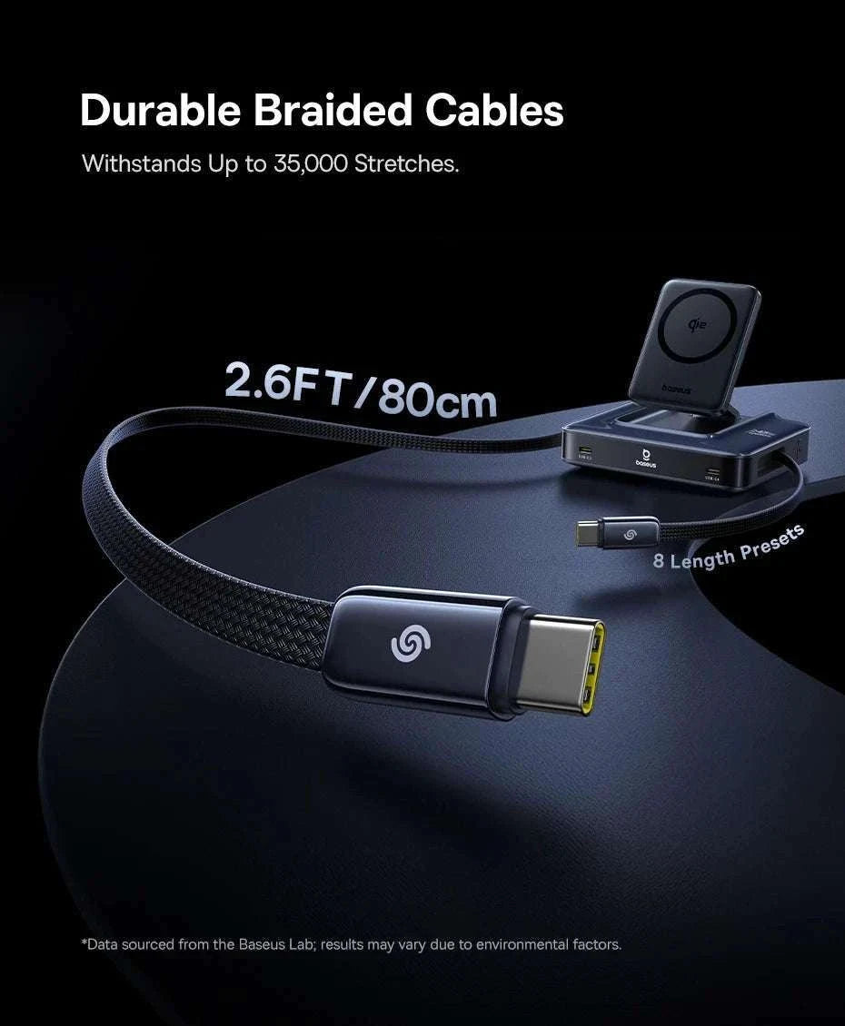 245W 6-in-1 Desktop Charger with Qi2 Wireless & 100W Retractable USB-C-EU Plug Black / China Mainland