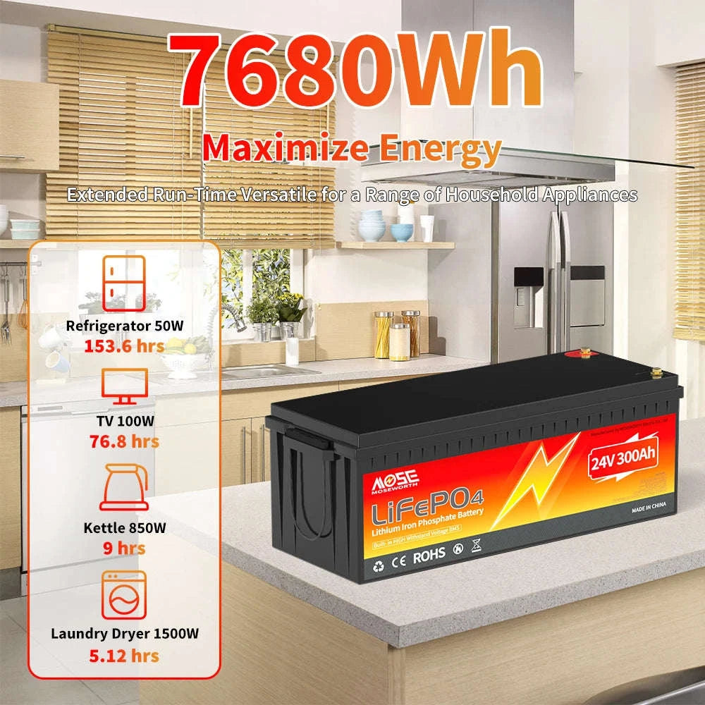 24V 300Ah LiFePO4 Battery 7680Wh with 200A BMS-24V 300Ah / Germany