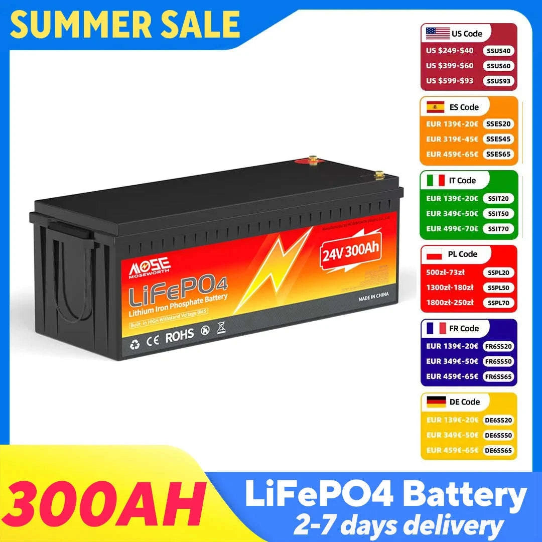 24V 300Ah LiFePO4 Battery 7680Wh with 200A BMS-24V 300Ah / Germany