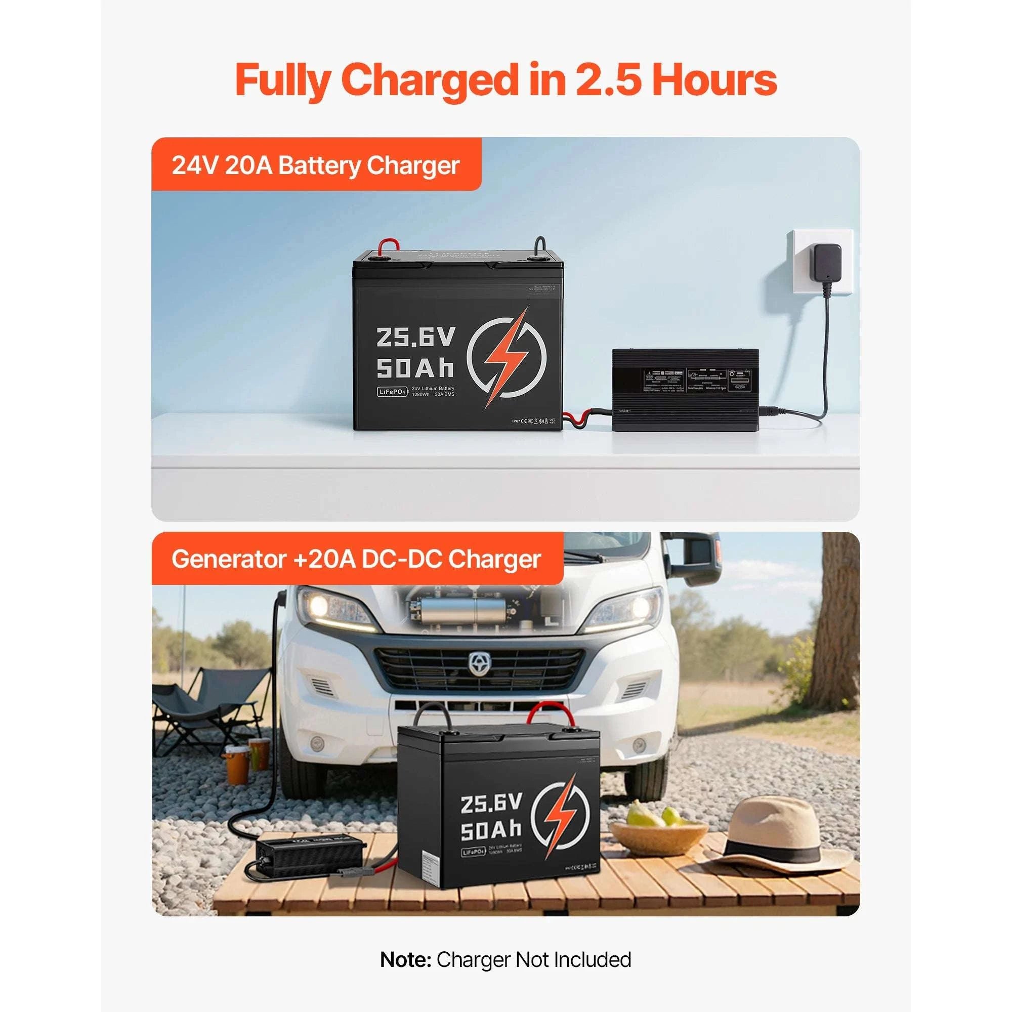 24V 50Ah LiFePO4 Lithium Battery with Bluetooth & 4000+ Cycles-United States
