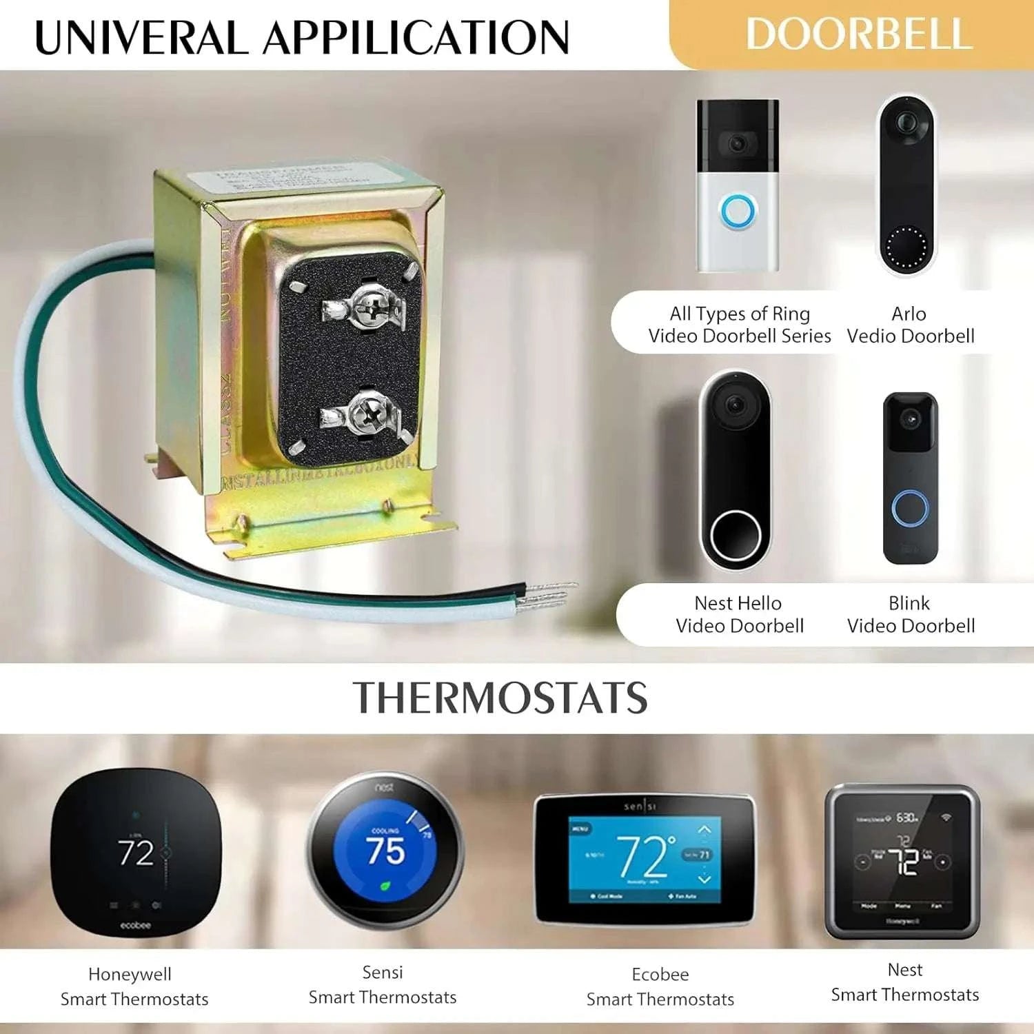 24V AC 40VA Transformer for Doorbells & Thermostats – Stable Power Supply-United States