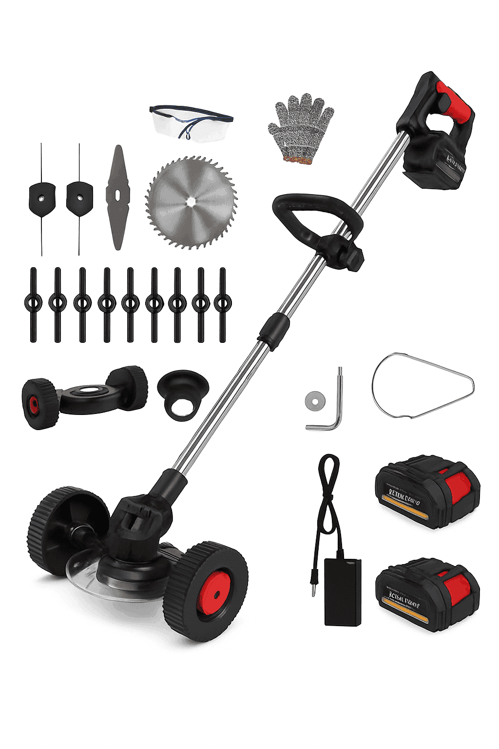 24V Cordless Strimmer with Dual Batteries and Blade Set-21V-Green / EU / GERMANY