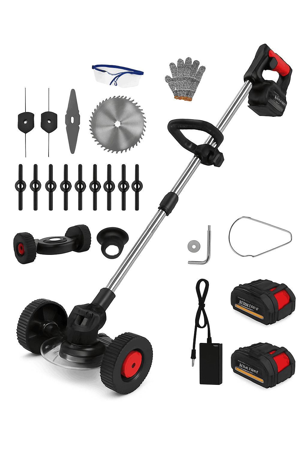 24V Cordless Strimmer with Dual Batteries and Blade Set-21V-Green / EU / GERMANY