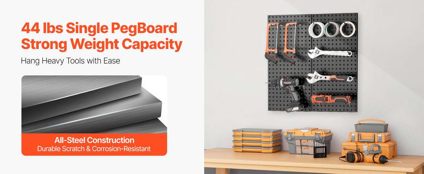 24x12 Metal Pegboard Wall Organizer Panels with Hooks Set-4pcs / United States