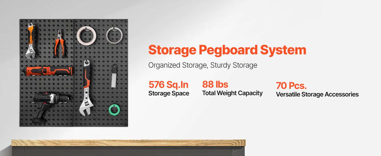 24x12 Metal Pegboard Wall Organizer Panels with Hooks Set-4pcs / United States