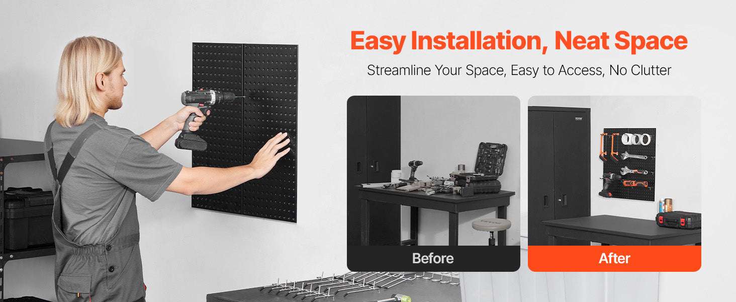 24x12 Metal Pegboard Wall Organizer Panels with Hooks Set-4pcs / United States