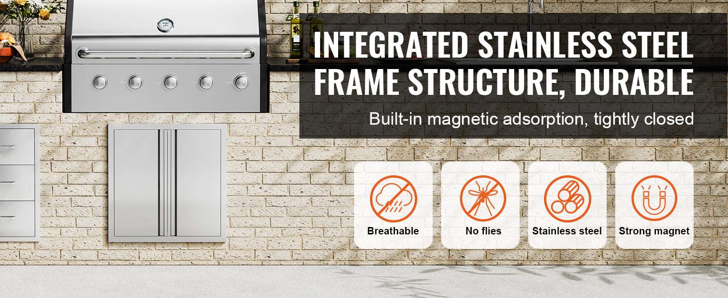 24x24 Inch Stainless Steel BBQ Access Door with Recessed Handles-71UB / United States