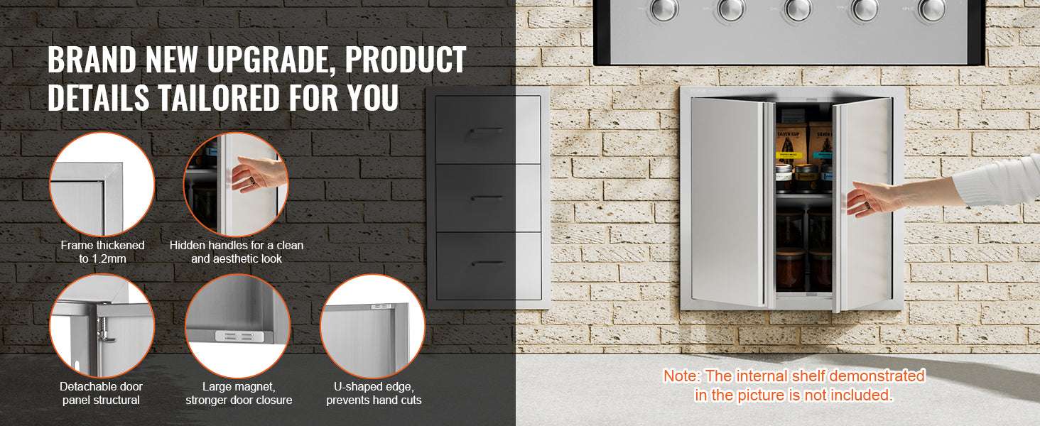 24x24 Inch Stainless Steel BBQ Access Door with Recessed Handles-71UB / United States