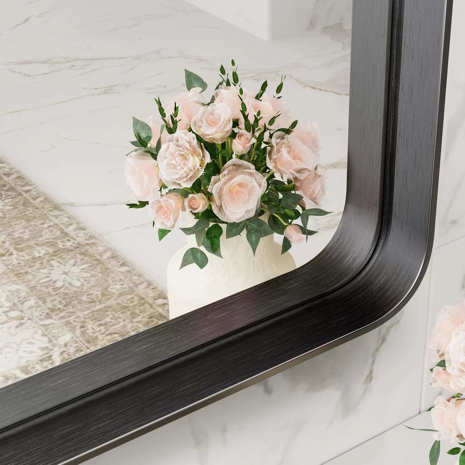 24x36 Inch Matte Black Framed Wall Mirror with Tempered Glass-30L x 22W / United States