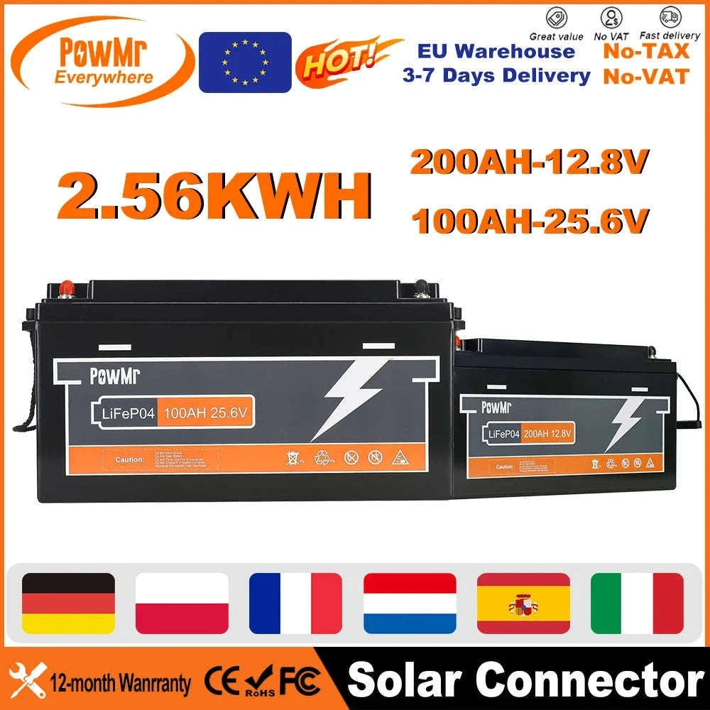25.6V 100Ah LiFePO4 Deep Cycle Battery 2560Wh with Built-In BMS-100Ah 25.6V / Poland