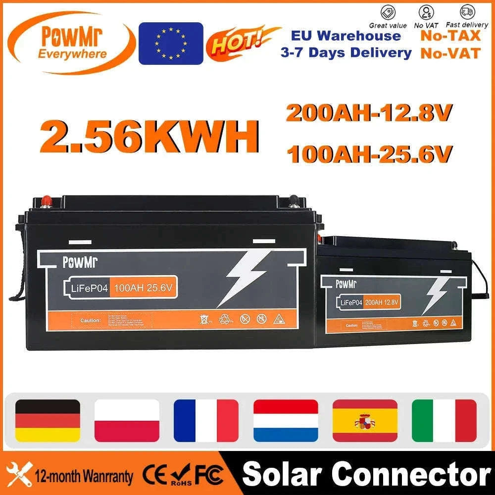 25.6V 100Ah LiFePO4 Deep Cycle Battery 2560Wh with Built-In BMS-100Ah 25.6V / Poland