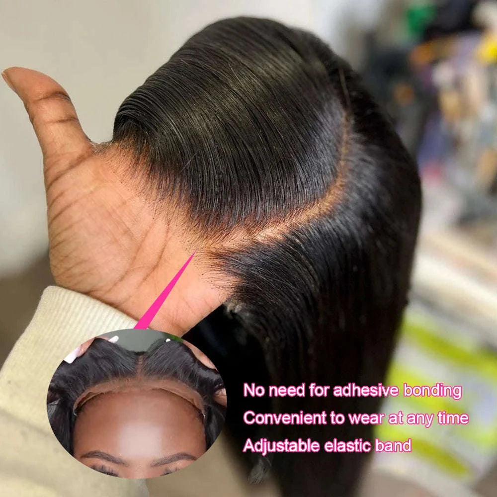 250% Density Brazilian Bone Straight Glueless HD Lace Wig-7x5 HD Glueless Wig / france / 30Inch|200%