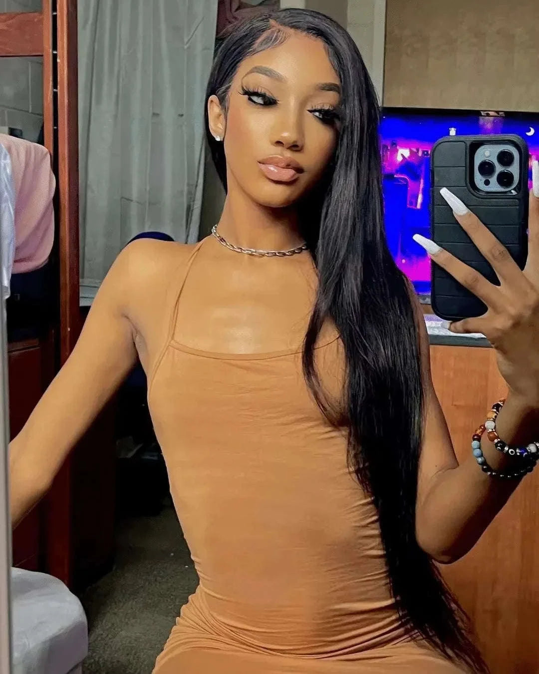 250% Density Brazilian Bone Straight Glueless HD Lace Wig-7x5 HD Glueless Wig / france / 30Inch|200%