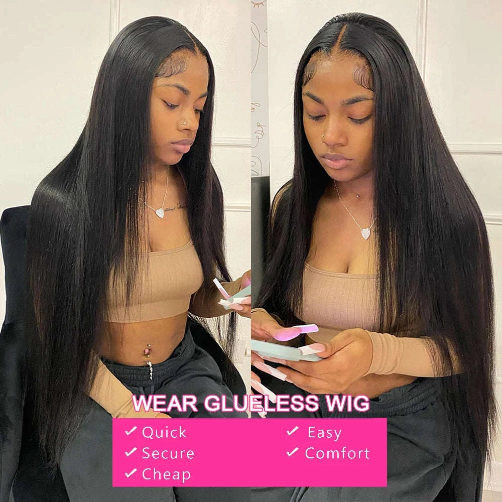 250% Density Brazilian Bone Straight Glueless HD Lace Wig-7x5 HD Glueless Wig / france / 30Inch|200%