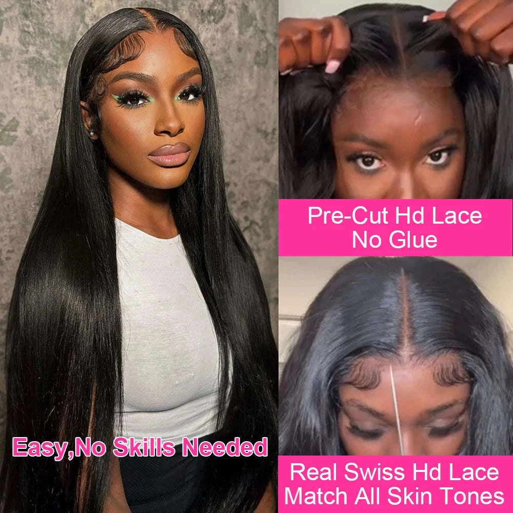250% Density Brazilian Bone Straight Glueless HD Lace Wig-7x5 HD Glueless Wig / france / 30Inch|200%