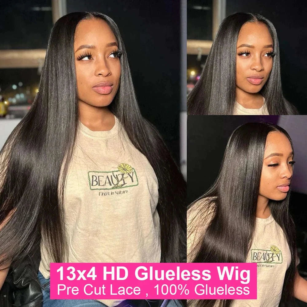 250% Density Brazilian Bone Straight Glueless HD Lace Wig-7x5 HD Glueless Wig / france / 30Inch|200%