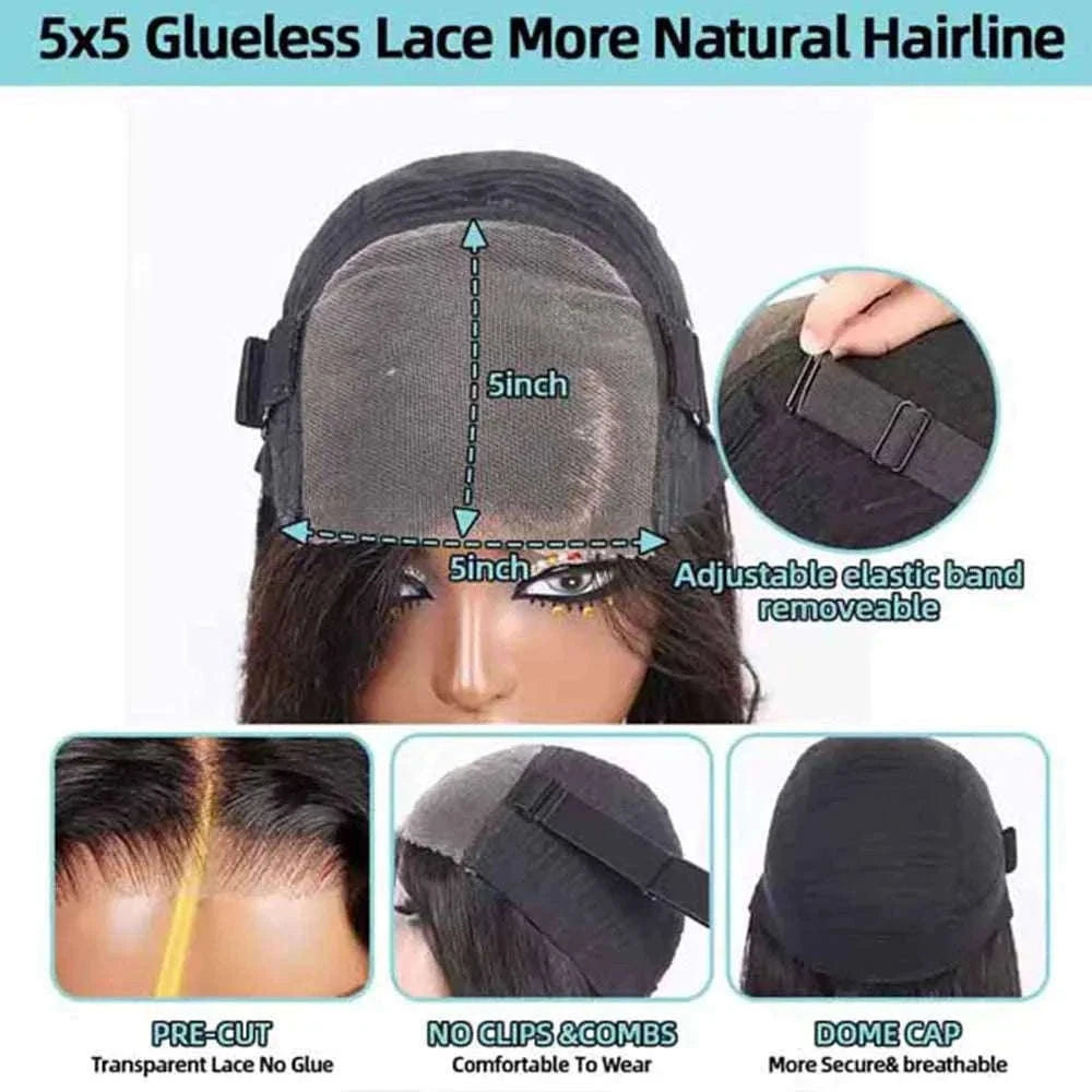 250% Density Deep Wave Glueless Wig HD Lace Pre-Cut Human Hair-250% / 30inches / 13x4 Glueless Wig|United States