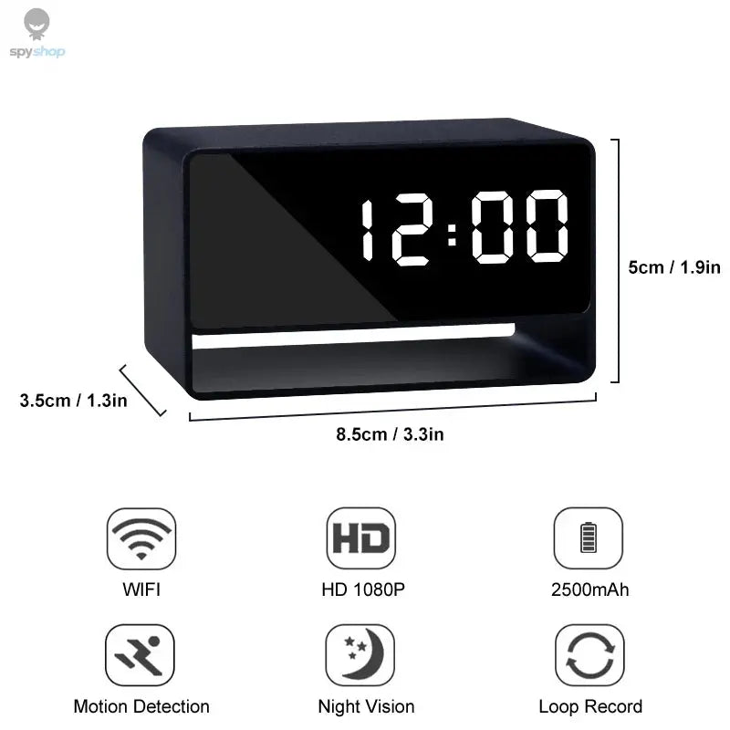 2500mAh Alarm Clock Mini Camera Full Aluminum Alloy Digital Clock Cameras 1080P Wireles WiFi IR Night Vision Camcorder Recorder Spy-shop.com