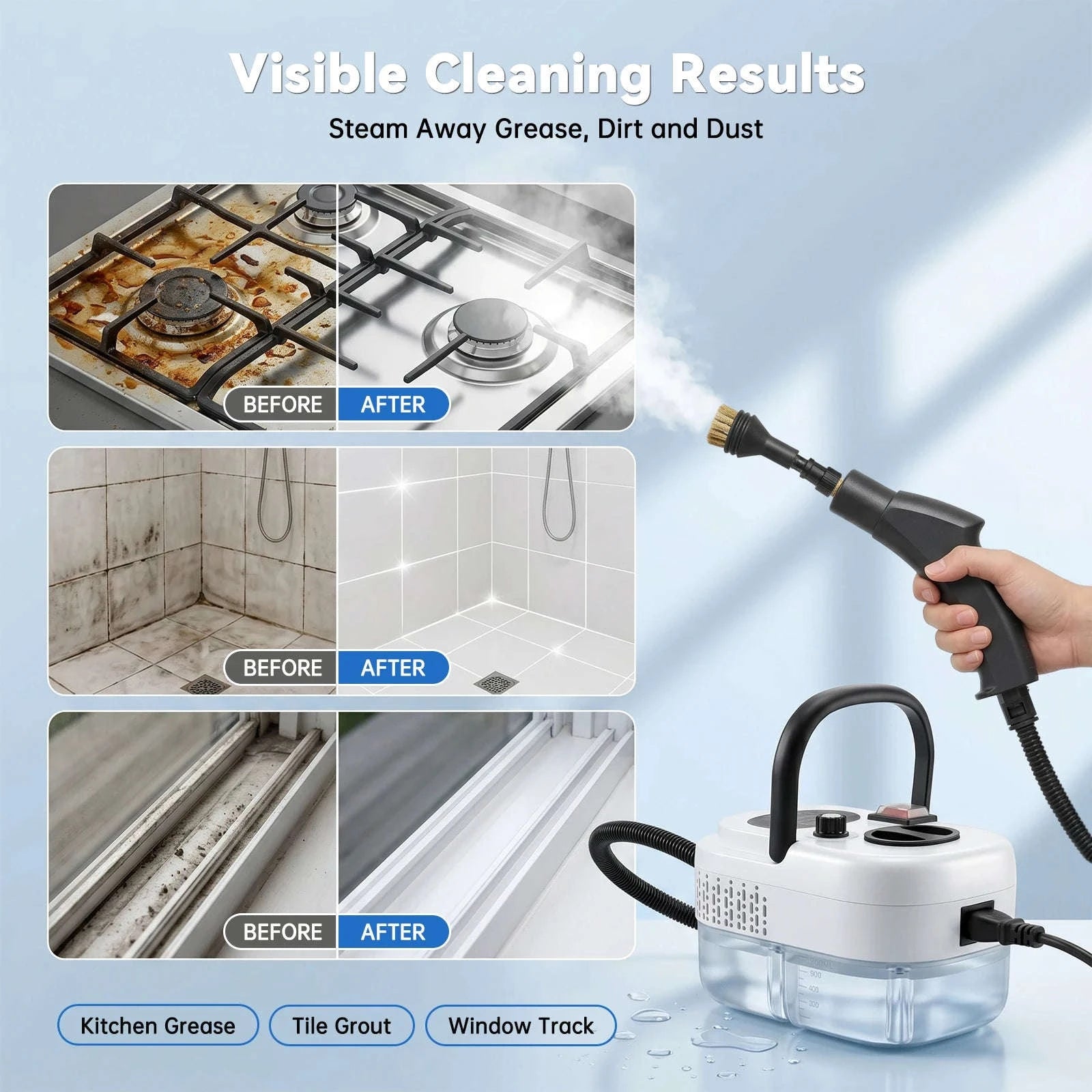 2500W Handheld Steam Cleaner with 1200ml Tank and Accessories-white / 110 V / US|United States